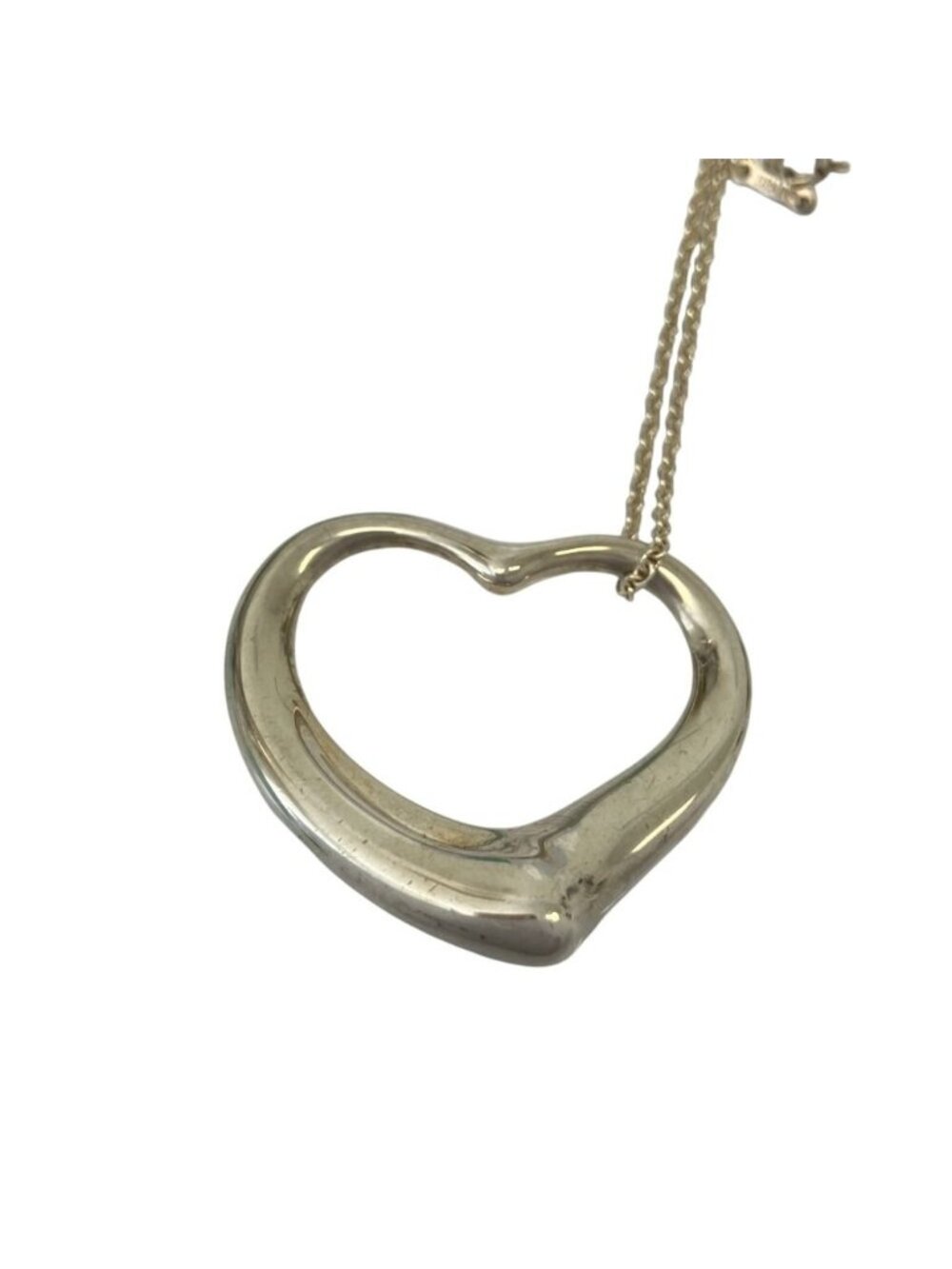 Tiffany & Co Open Heart Large Long Necklace 925 Sterling Silver
